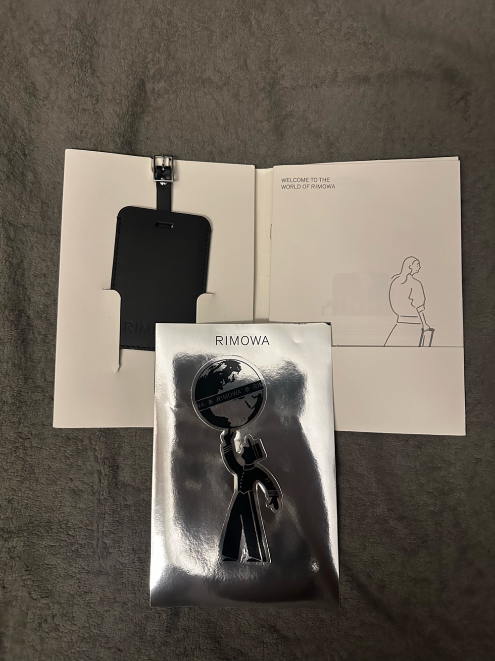 Authentic RIMOWA Black Leather Travel Luggage Tag with Strap